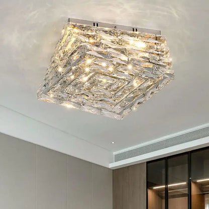 Modern geometric clear crystal ceiling lamp for living room