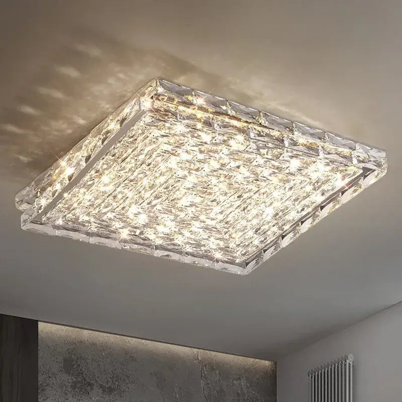 Modern geometric clear crystal ceiling lamp for living room