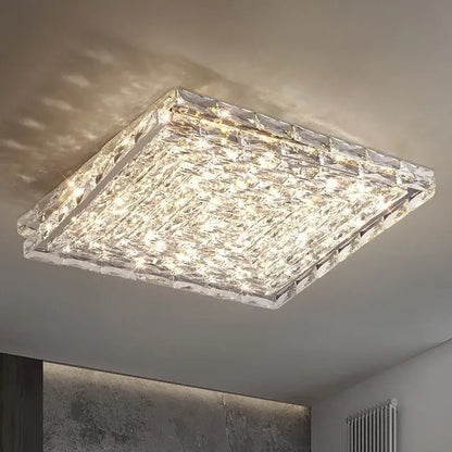 Modern geometric clear crystal ceiling lamp for living room