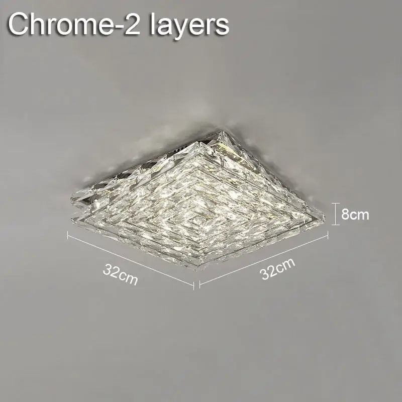 Modern geometric clear crystal ceiling lamp for living room