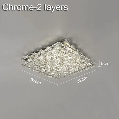 Modern geometric clear crystal ceiling lamp for living room