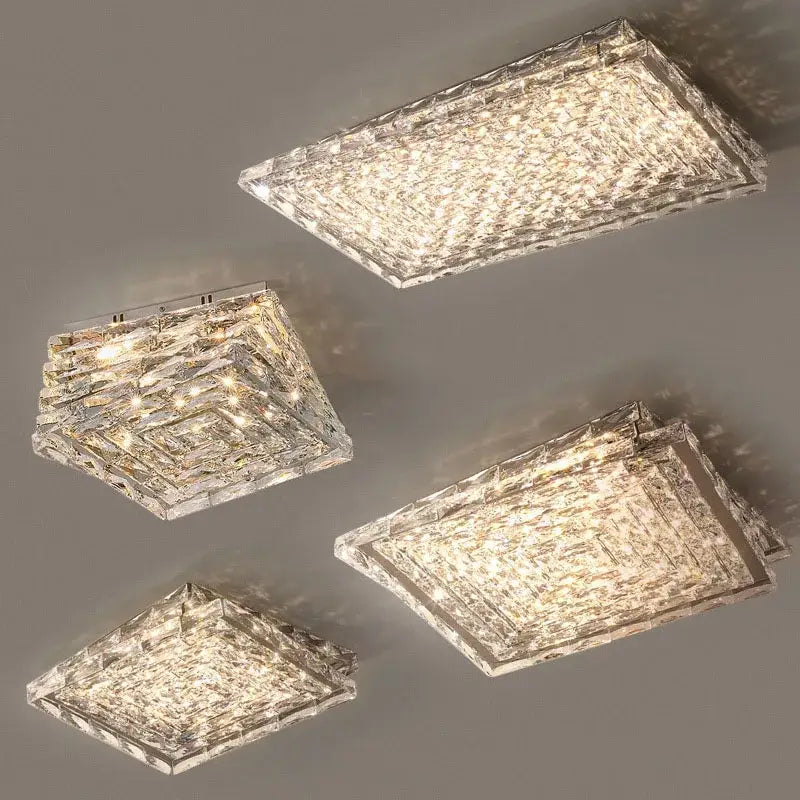 Modern geometric clear crystal ceiling lamp for living room