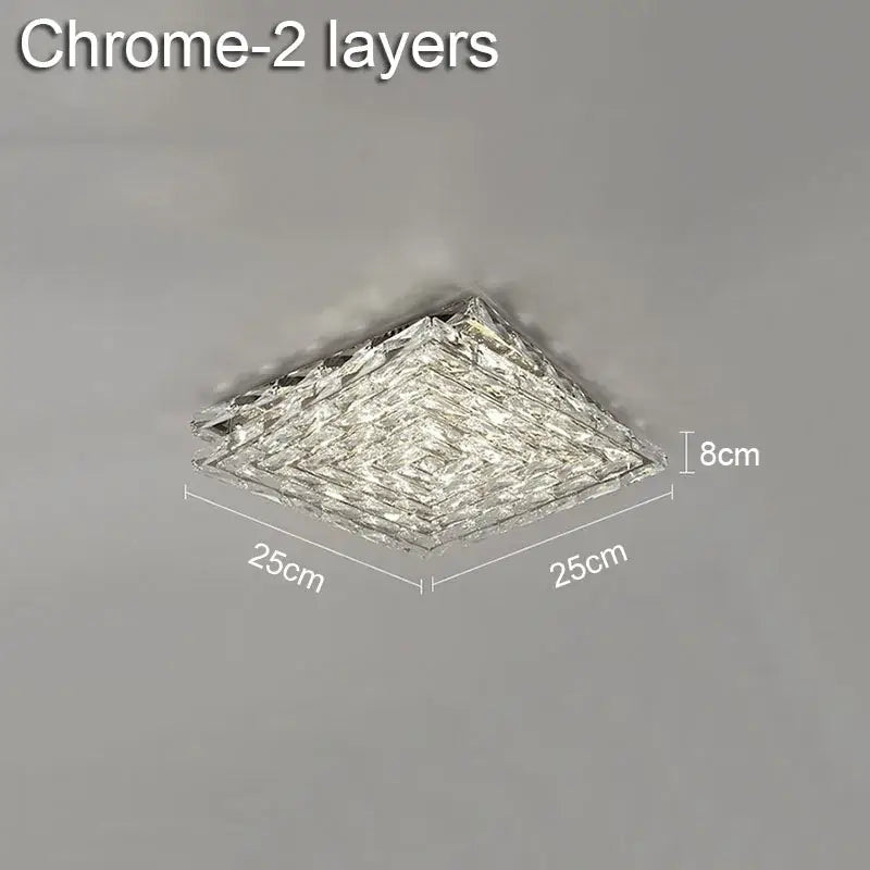 Modern geometric clear crystal ceiling lamp for living room