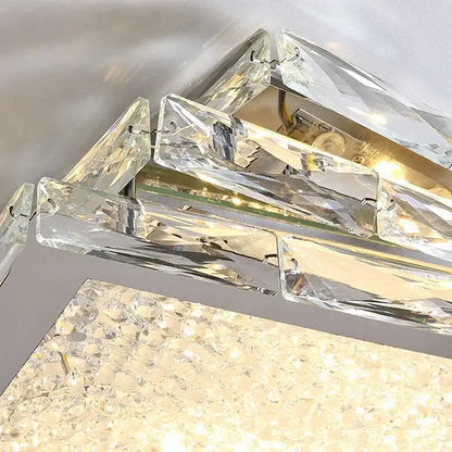 Modern chrome crystal ceiling lamp for bedroom with frosted glass