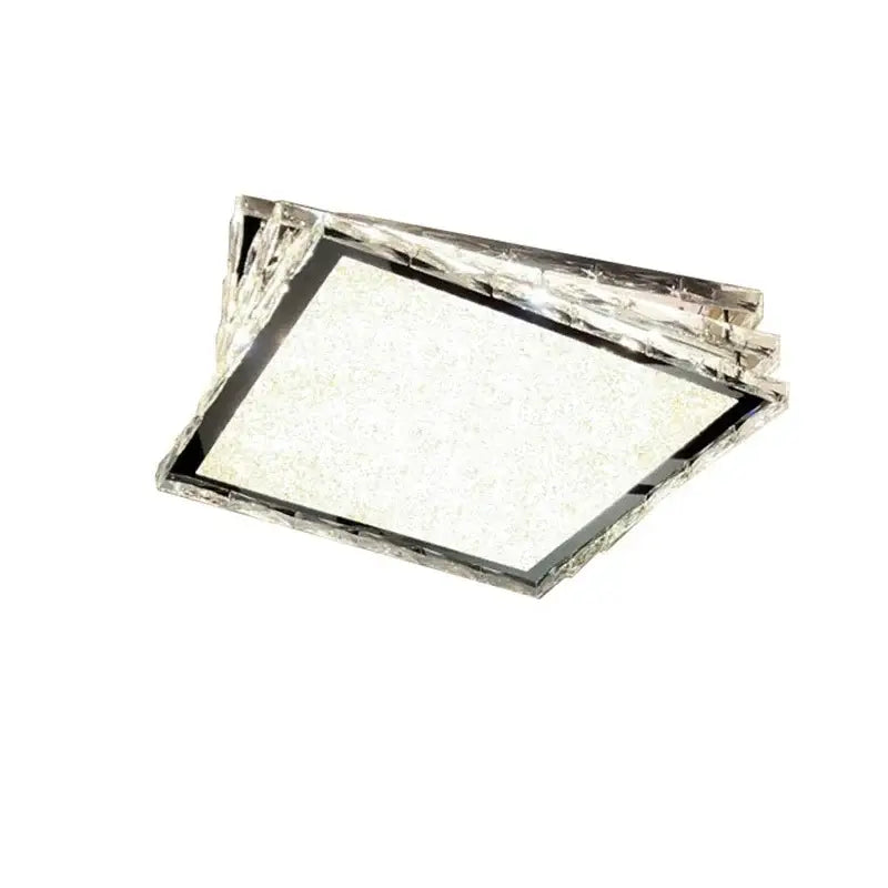 Modern chrome crystal ceiling lamp for bedroom with frosted glass