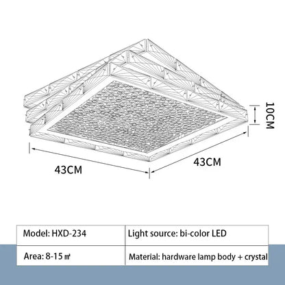Modern chrome crystal ceiling lamp for bedroom with frosted glass