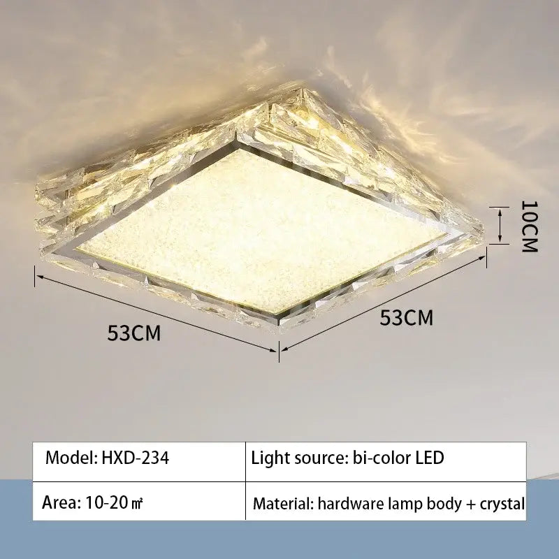 Modern chrome crystal ceiling lamp for bedroom with frosted glass