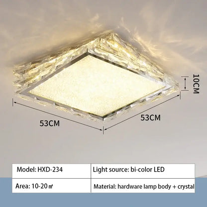 Modern chrome crystal ceiling lamp for bedroom with frosted glass