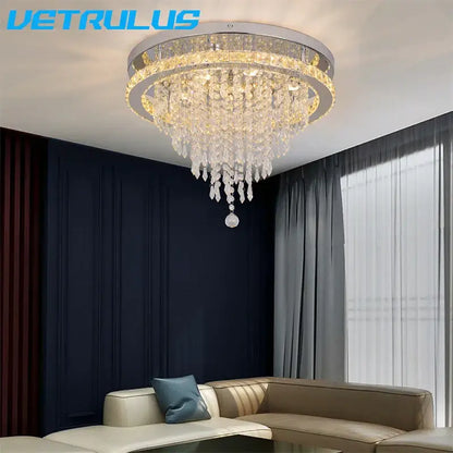 Modern chrome crystal ceiling lamp smart led – living room chandelier