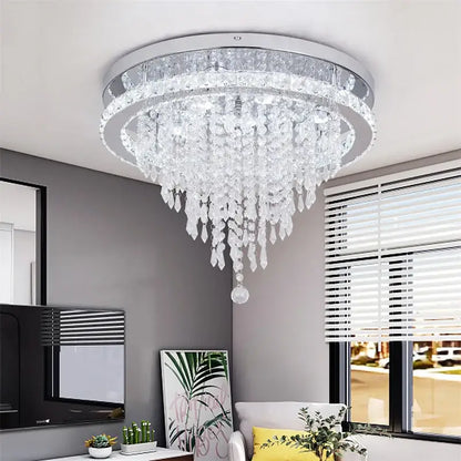 Modern chrome crystal ceiling lamp smart led – living room chandelier