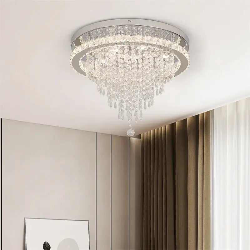 Modern chrome crystal ceiling lamp smart led – living room chandelier