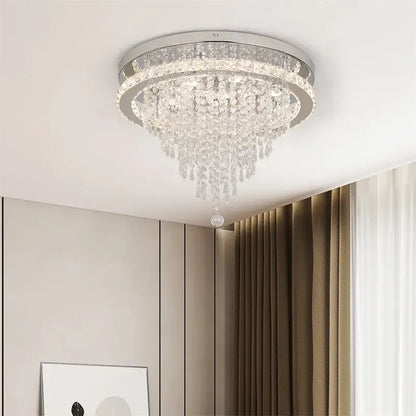 Modern chrome crystal ceiling lamp smart led – living room chandelier