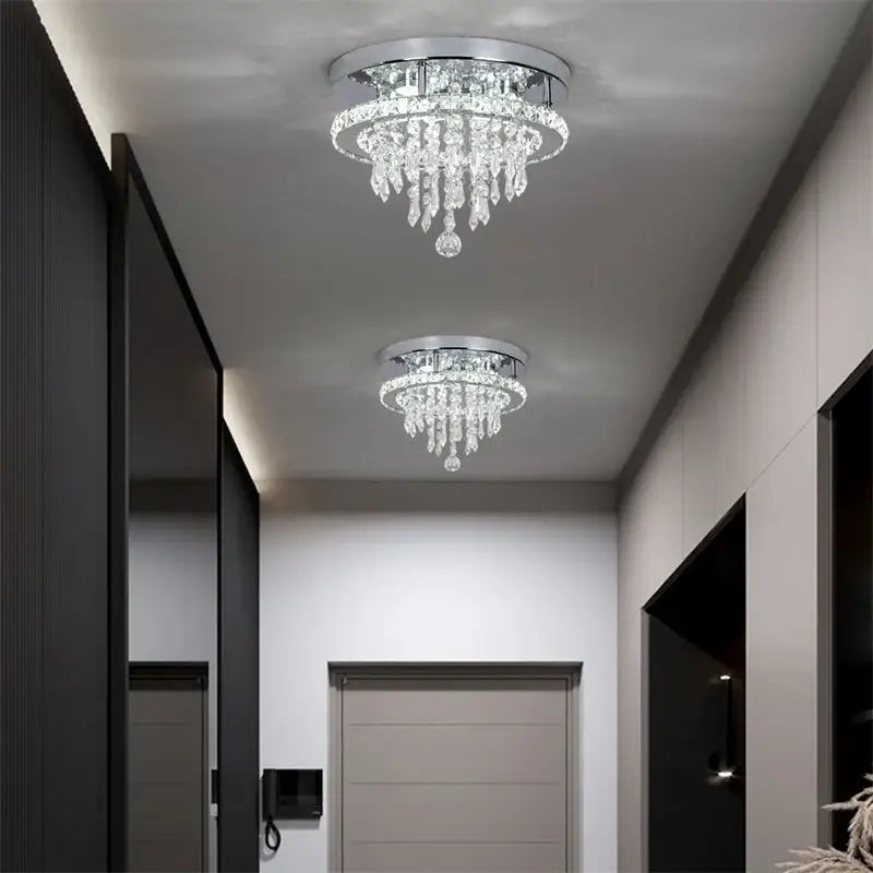 Modern chrome crystal ceiling lamp smart led – living room chandelier