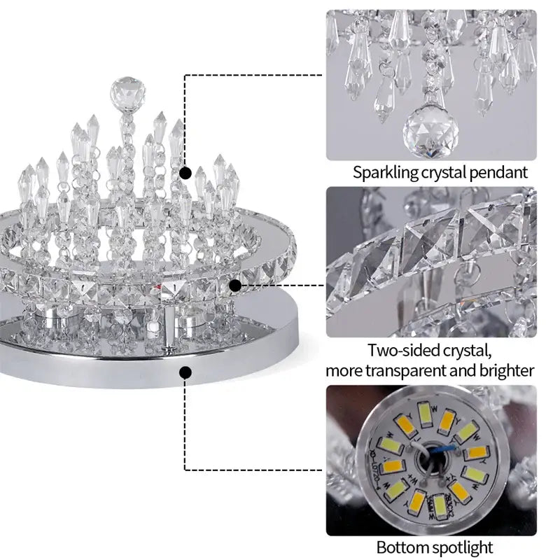 Modern chrome crystal ceiling lamp smart led – living room chandelier