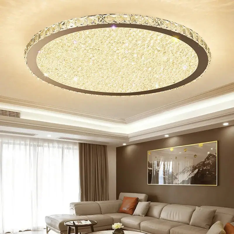 Modern crystal ceiling light for bedroom with frosted glass center