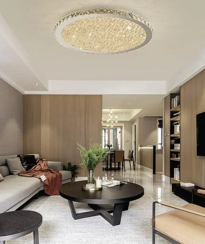 Modern crystal ceiling light for bedroom with frosted glass center