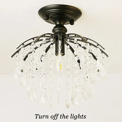 Modern black crystal ceiling light living room chandelier