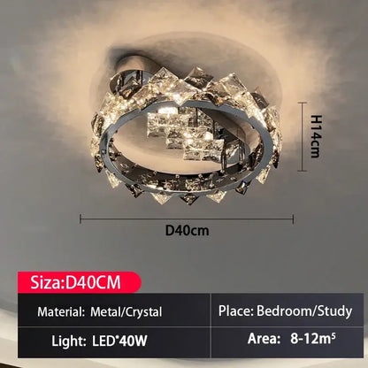 Modern chrome crystal ceiling light for living room led warmth