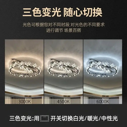 Modern chrome crystal ceiling light for living room led warmth