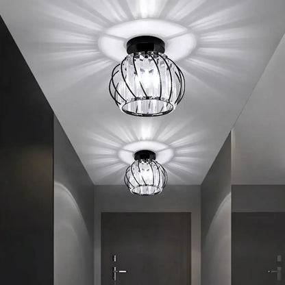 Modern black metal and crystal ceiling light bedroom lamp