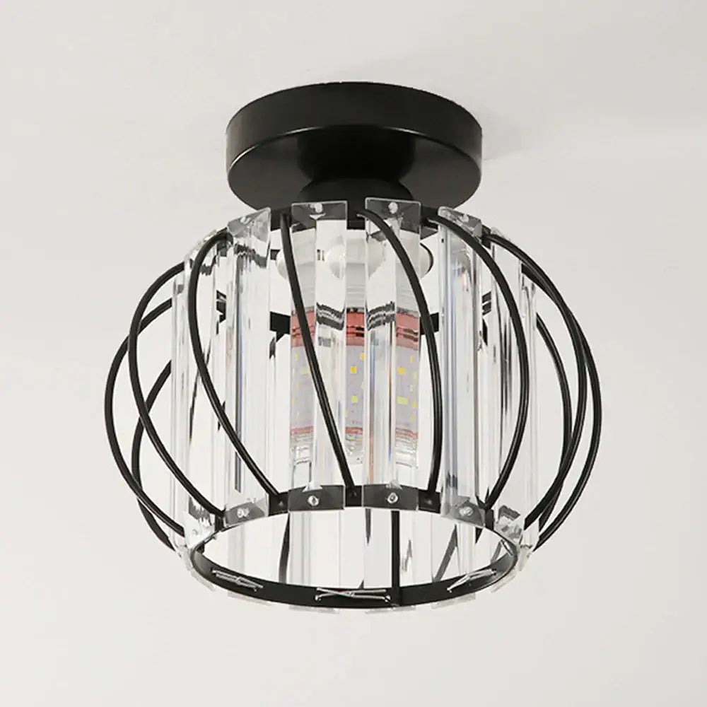 Modern black metal and crystal ceiling light bedroom lamp