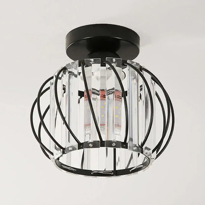 Modern black metal and crystal ceiling light bedroom lamp