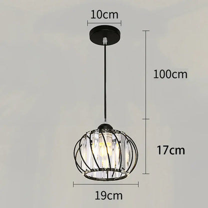 Modern black metal and crystal ceiling light bedroom lamp