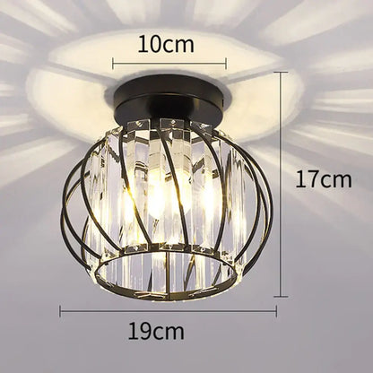 Modern black metal and crystal ceiling light bedroom lamp