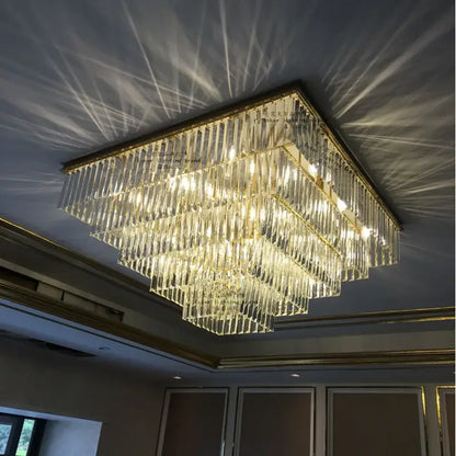 Modern rectangular black crystal ceiling light dining room chandelier