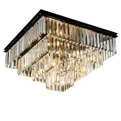 Modern rectangular black crystal ceiling light dining room chandelier