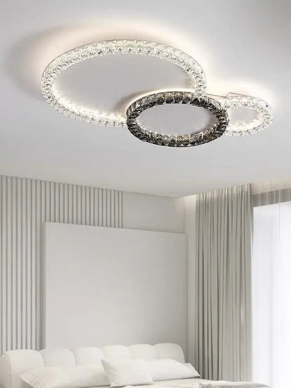 Modern luxury triple ring crystal ceiling lights led – living room