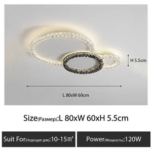 Modern 3 ring crystal ceiling lights led chandelier living room