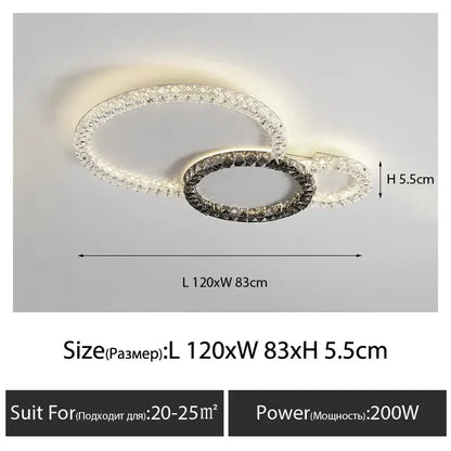 Modern luxury triple ring crystal ceiling lights led – living room
