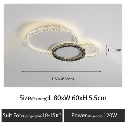 Modern luxury triple ring crystal ceiling lights led – living room