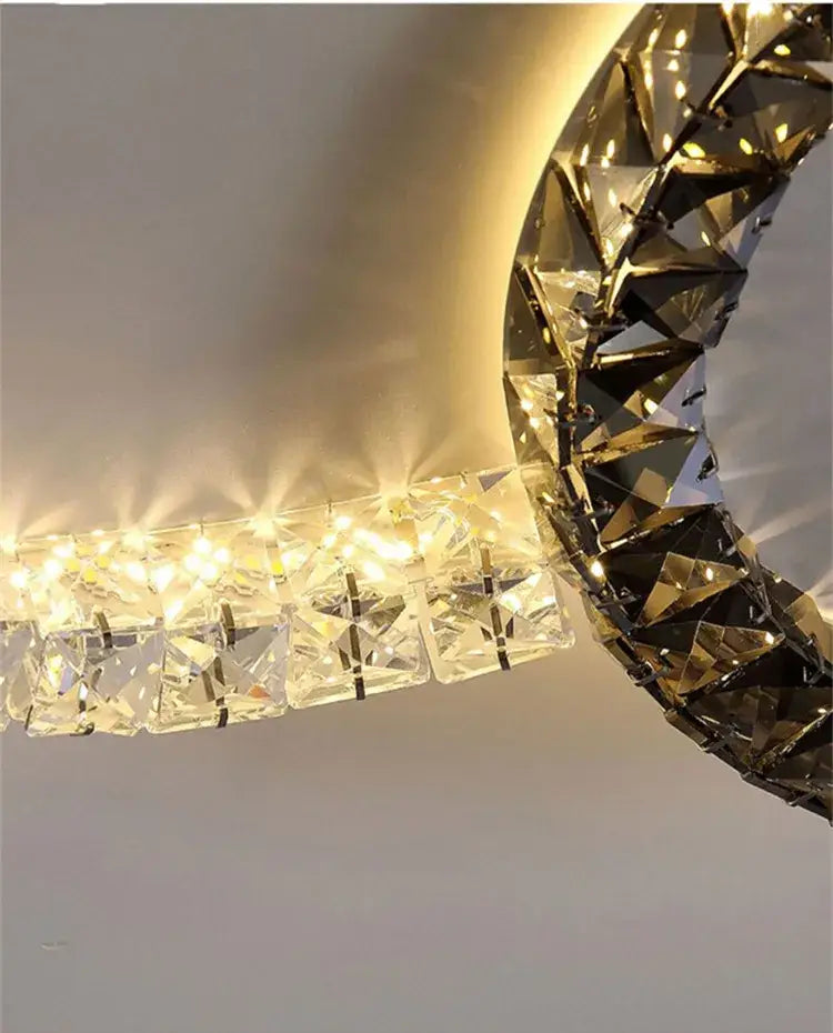 Modern luxury triple ring crystal ceiling lights led – living room