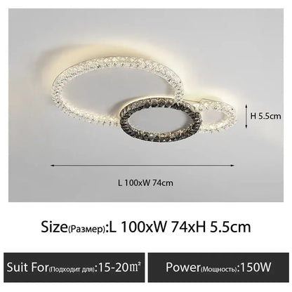 Modern luxury triple ring crystal ceiling lights led – living room