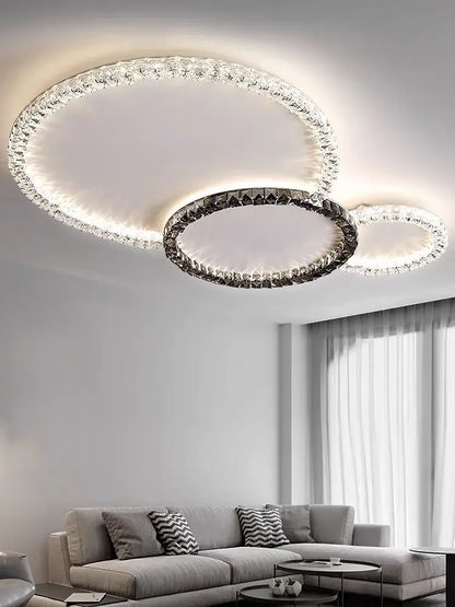 Modern luxury triple ring crystal ceiling lights led – living room