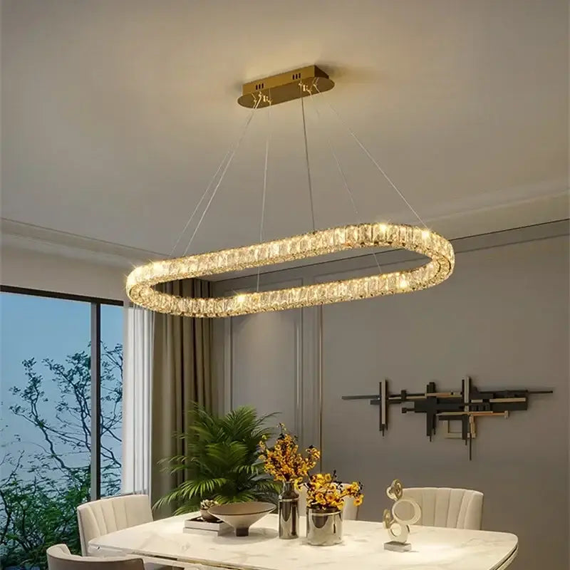 Modern golden spiral crystal ceiling lights living room