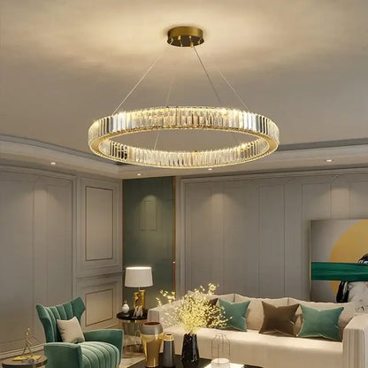 Modern crystal ceiling pendant – dining room double ring chandelier