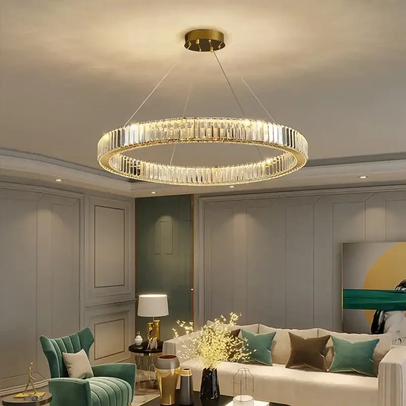 Modern crystal ceiling pendant – dining room double ring chandelier