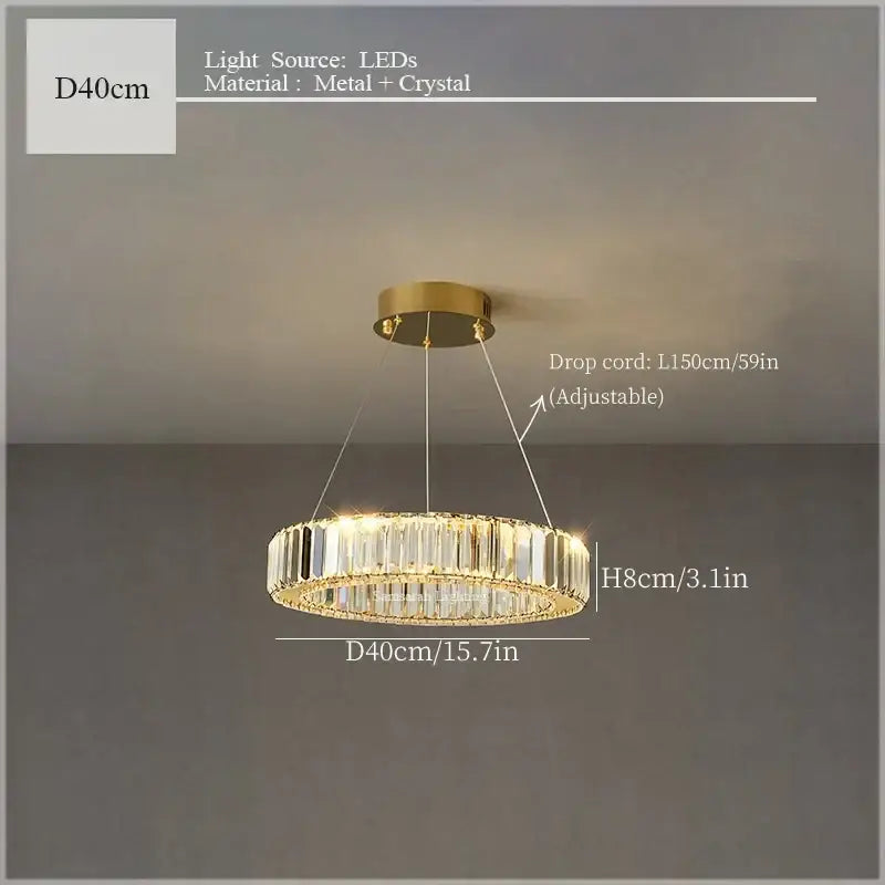 Modern crystal ceiling pendant – dining room double ring chandelier