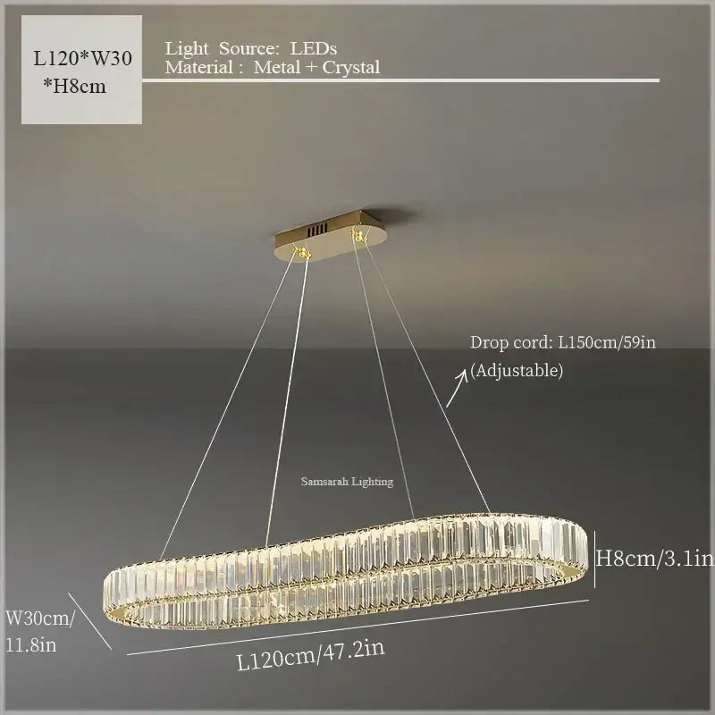 Modern crystal ceiling pendant – dining room double ring chandelier
