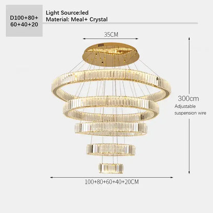 Modern crystal ceiling pendant – dining room double ring chandelier