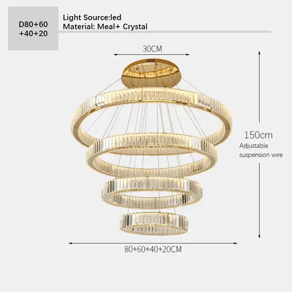 Modern crystal ceiling pendant – dining room double ring chandelier