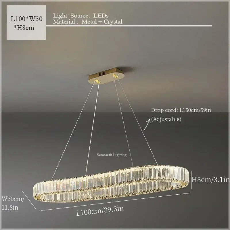Modern crystal ceiling pendant – dining room double ring chandelier