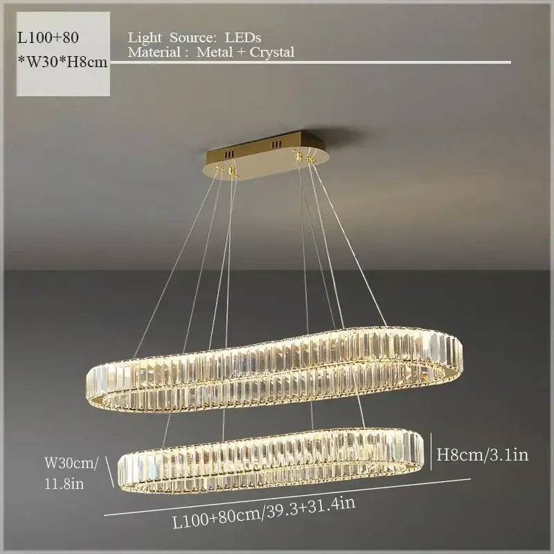Modern crystal ceiling pendant – dining room double ring chandelier