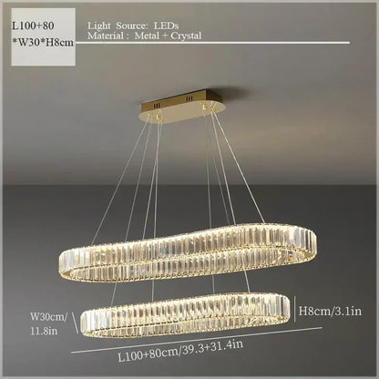 Modern crystal ceiling pendant – dining room double ring chandelier