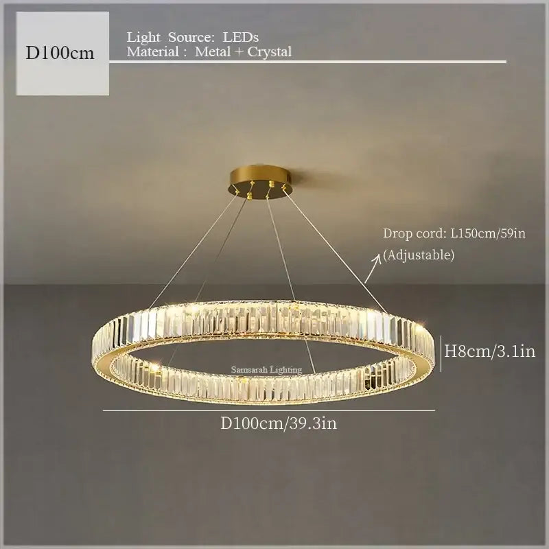 Modern crystal ceiling pendant – dining room double ring chandelier