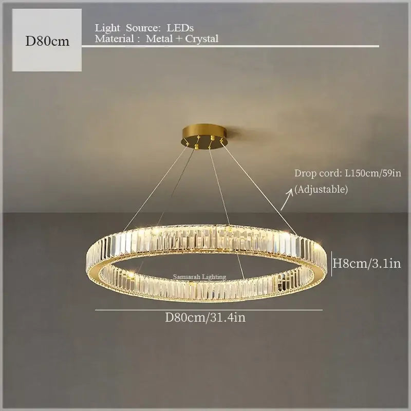 Modern crystal ceiling pendant – dining room double ring chandelier