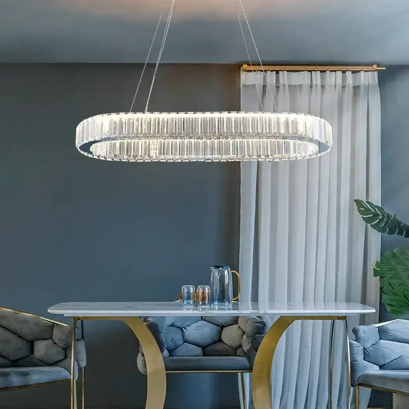 Modern crystal ceiling pendant – dining room double ring chandelier
